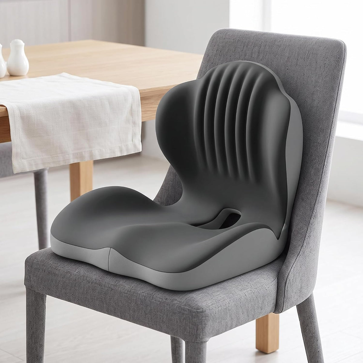 Memory Foam Seat Cushion with Lumbar Support, L-Shaped, Gray - Image 3