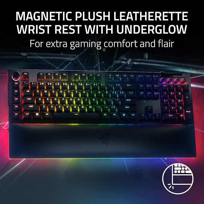 Razer BlackWidow V4 Pro Wired Mechanical Gaming Keyboard, Yellow Switches | Linear & Silent Switches, Doubleshot ABS Keycaps, Command Dial, 8 Dedicated Macro Keys, Chroma RGB, Snap Tap, Wrist Rest - Image 5