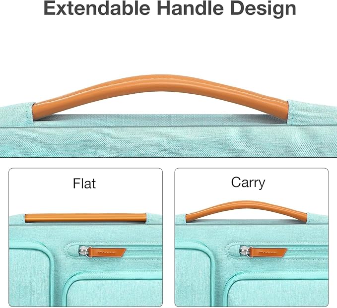 MOSISO 360 Protective Laptop Case 15 inch, 15 inch Laptop Sleeve | Compatible with MacBook Air M5 M4 M3 M2 2026-2023, Dell XPS Plus, Side Open Carrying Case with 4 Zipper Pockets, Aqua Green - Image 2
