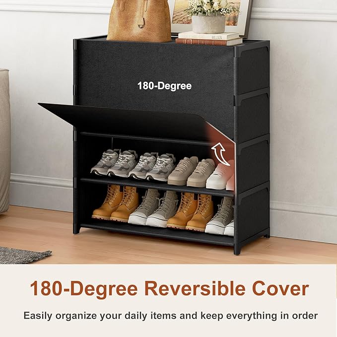 5 Tier Shoe Cabinet with Door, 20-Pair Storage, Black | Ideal for Daily Family Use, Door Keeps Shoes Dust-Free, Stops Pets from Chewing, Simple Tool-Free Install - Image 6