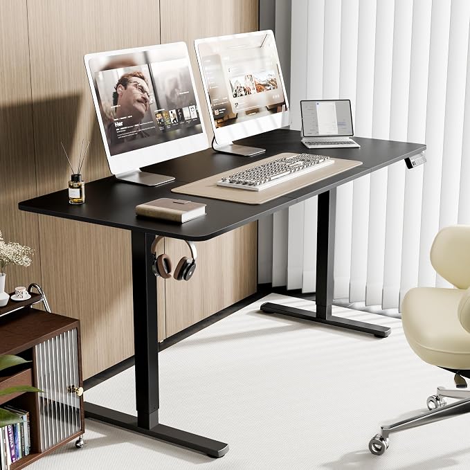 63"x28" Standing Desk, Height Adjustable Sit-Stand Home Office, Black | Electric Adjustable Standing Desk, Sit to Stand Computer Office Desk with Splice Board, Memory Preset, Lifts 28.7''-46.5" - Image 2