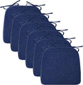 Ruqmuis Chair Cushions for Dining Chairs, 2" Thick Seat Cushions for Kitchen Chairs, D-Shaped Chair Pads with Washable Cover, Ties and Non Slip Backing, 17'' x 16'', Set of 6, Blue by Ruqmuis