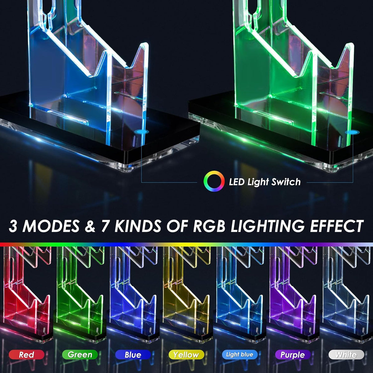 RGB Controller and Headset Stand with 21 Light Modes, 3 Tier - Image 3