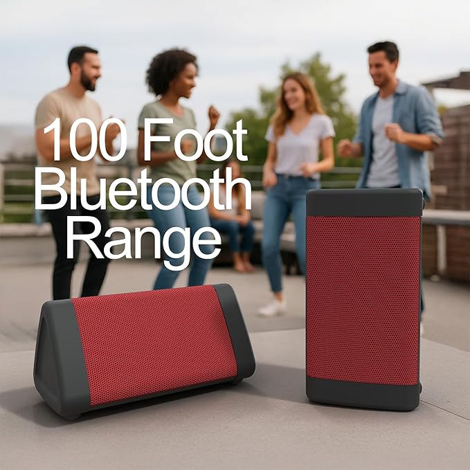 OontZ Angle 3 Gen 4 Portable Bluetooth Speaker, 12W, 24-Hour Playtime, Red | Compact 12W Bluetooth speaker with clear sound,100-ft range, IPX5 waterproof, AUX Input, USB-C Charging Cable. - Image 3