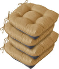 IASEAHK Chair Cushions for Dining Chairs, 15.5" x 15.5" x 4", Khaki | Set of 4, Tufted Foam, Non Slip, With Ties, Machine Washable,Seat Cushions for Indoor&Kitchen&Dining Room by IASEAHK