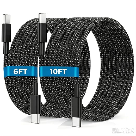 USB C to USB C Cable 6FT+10FT 2Pack 60W iPhone 17 16 15 Charger Cord Long Type C to C Cable Fast Charging for Apple iPhone 17 16 15/Pro/Pro Max/Plus/iPad Pro Air/MacBook/Air/Mini/Samsung Galaxy-Black by UCALMA