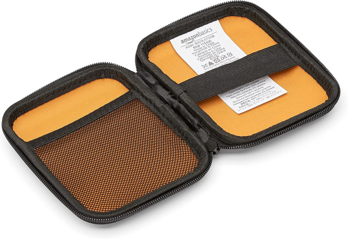 Amazon Basics Small Hard Shell Portable External Hard Drive Carrying Case with Mesh Pocket for My Passport Essential, Black - Image 5