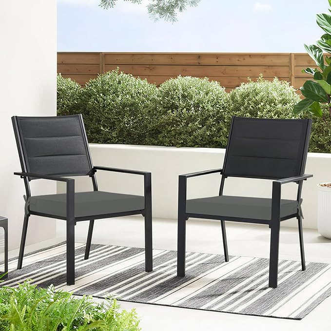 Basic Beyond Outdoor Chair Cushions for Patio Furniture, Waterproof Outdoor Seat Cushions Set of 4 18 x 18, Patio Chair Cushions Set of 4 with Ties and Handle, Dark Grey - Image 8