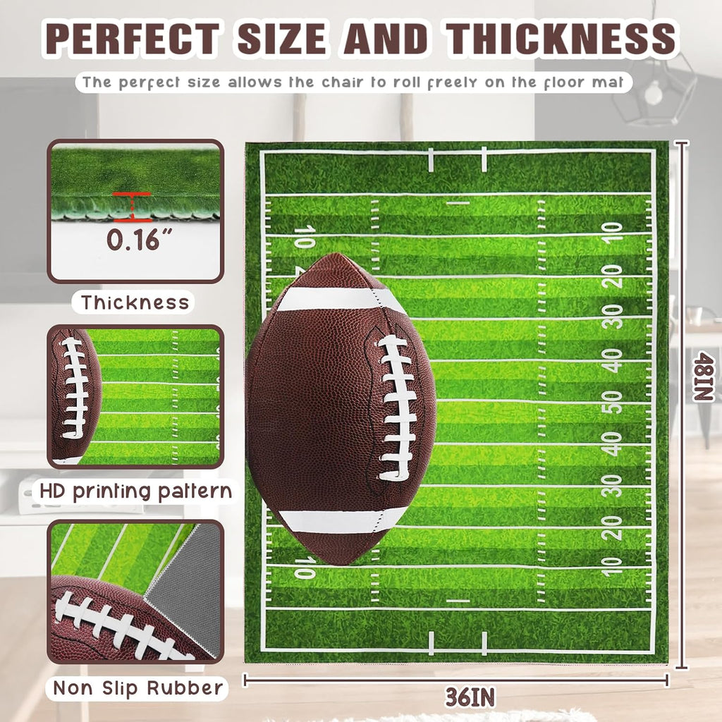 Gaming Chair Mat for Hardwood Floor 36"X 48" Heavy Duty Office Desk Chair Rug for Under Game Rolling Chairs Computer Decor Protect Mats Low Pile Non-Slip Rubber for Carpet & Tile Floor-Football - Image 3