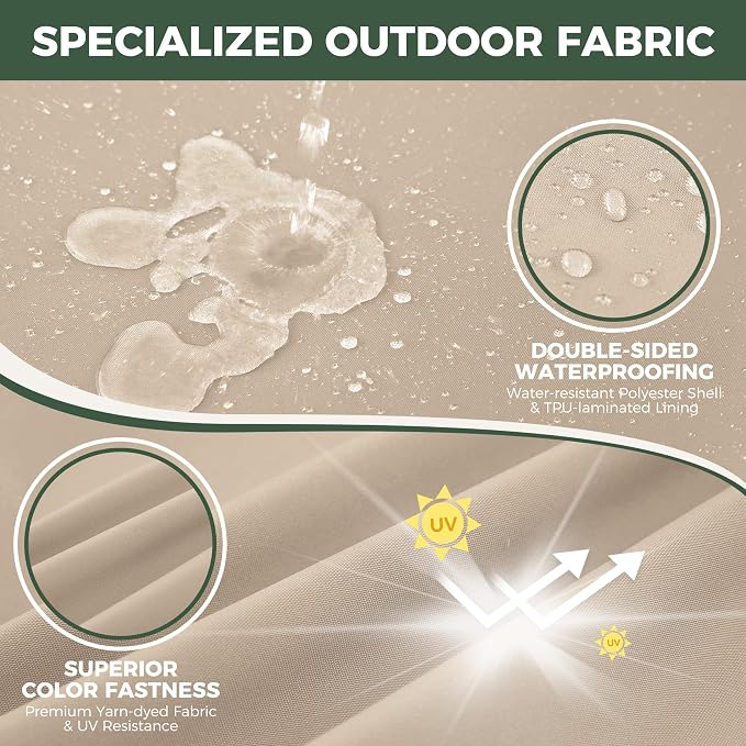 Outdoor Cushions for Patio Furniture, Outdoor Seat Cushion Set 24 x 24 x 5.75 in, Waterproof & Fade Resistant Outdoor Chair Cushions, Patio Chair Cushion with Removable Cover, Set of 4, Beige - Image 2