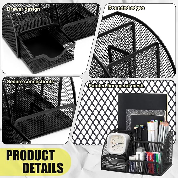 13-in-1 Office Desk Organizer Set for Back to School Supplies Accessories | Organizer Set with Stapler and Tape Dispenser, Pen Holder, Scissors, Ruler, Hole Punch, 2 Pens & More Desk Supplies - Image 6