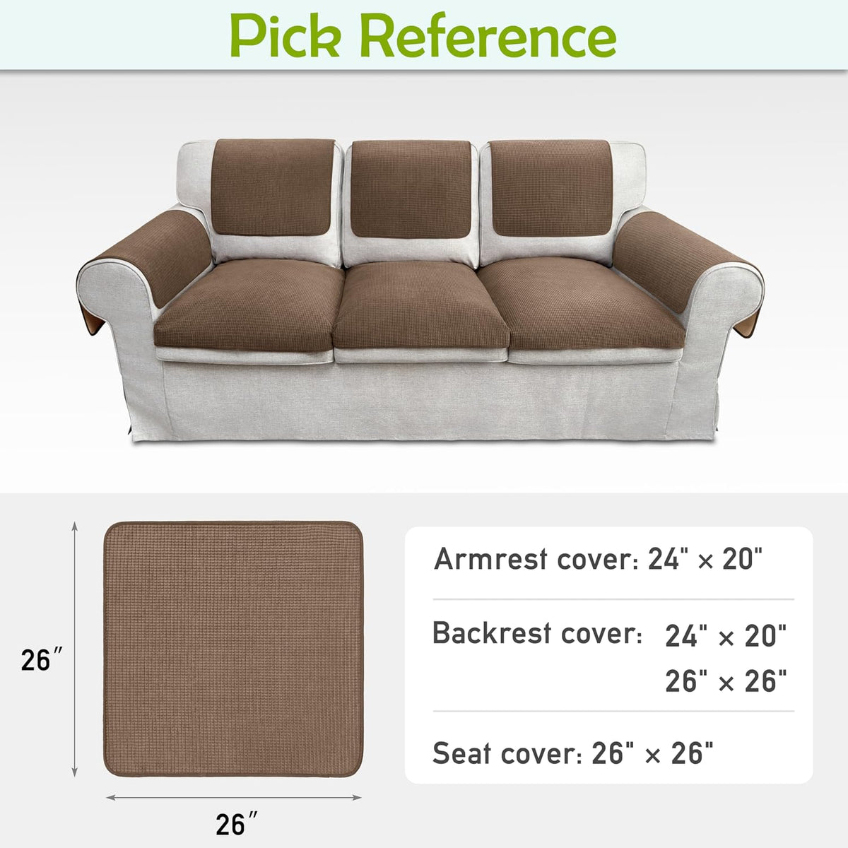 Couch Arm Covers, Waterproof Armrest Cover for Sofa, Armchair, Loveseat, Non-Slip Recliner Arm Covers, Sofa Headrest Covers, Arm Chair Covers Set of 2 (Chocolate, 26"×26") - Image 6