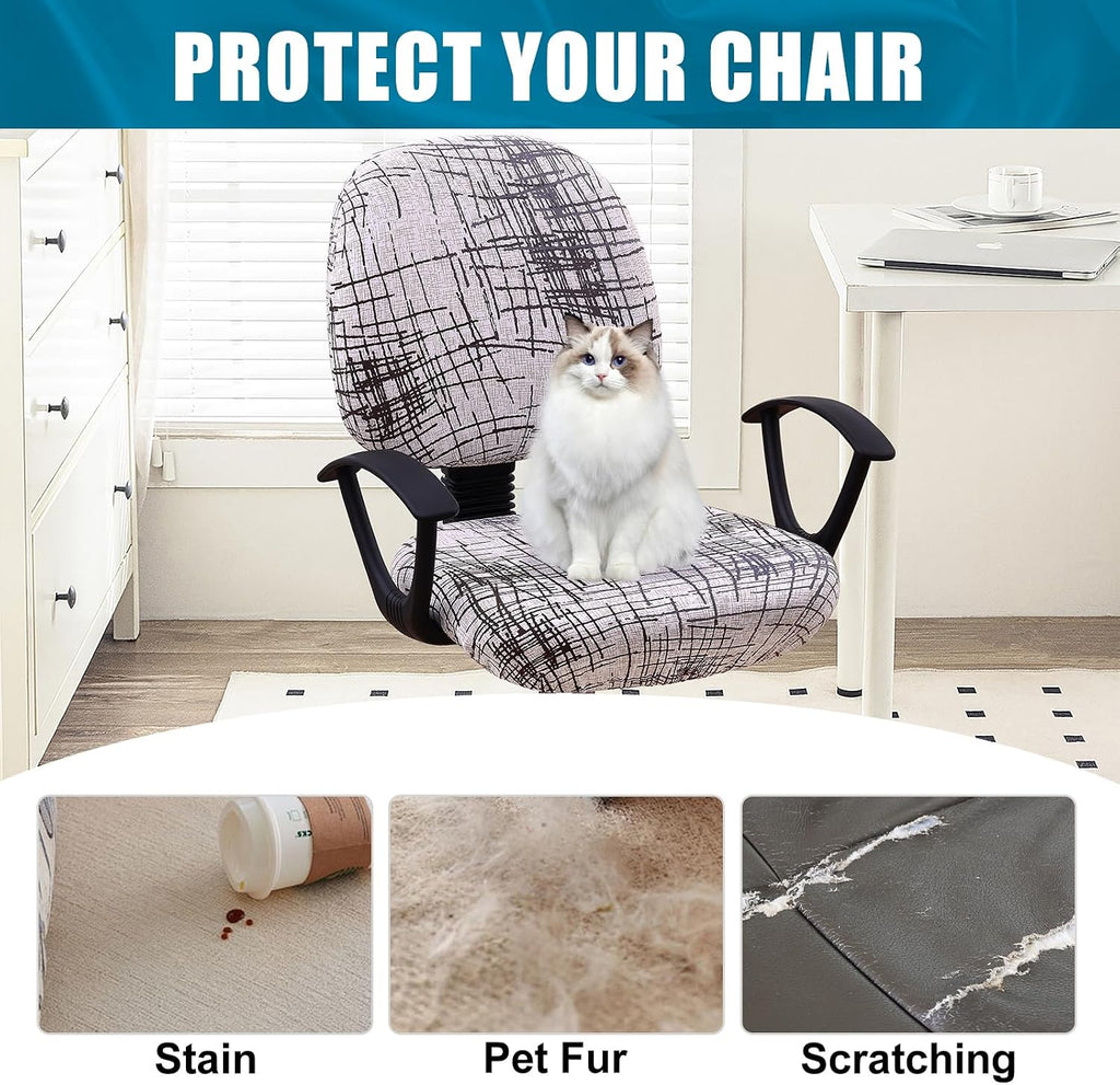 Smiry Stretch Printed Office Computer Desk Chair Covers for Seat & Backrest - Image 8