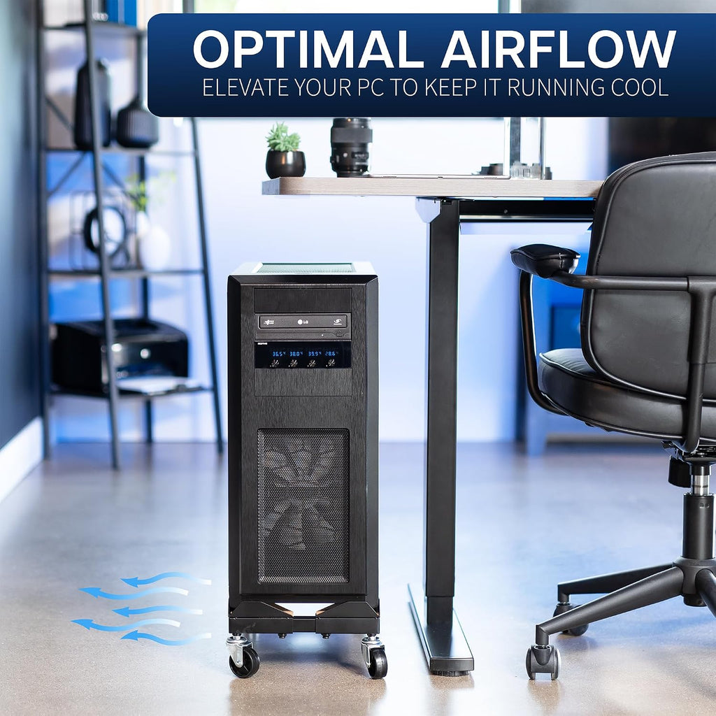 VIVO Premium Mobile Adjustable Large Steel Under Desk PC Cart - Image 4
