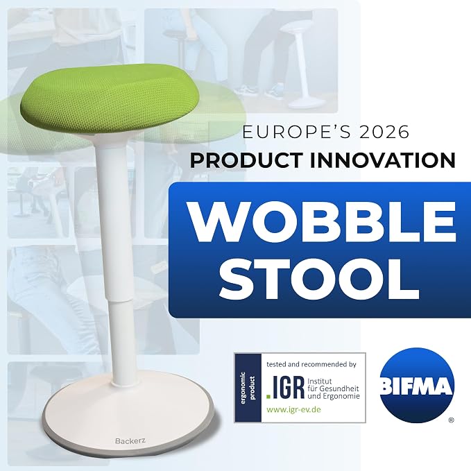 Standing Desk Stool Chair, Height Adjustable Stool 21-31 inch for Office and Classroom, Swivel seat, Anti-Slip Bottom Ergonomic Wobble Stool with Rocking Motion, Green - Image 2