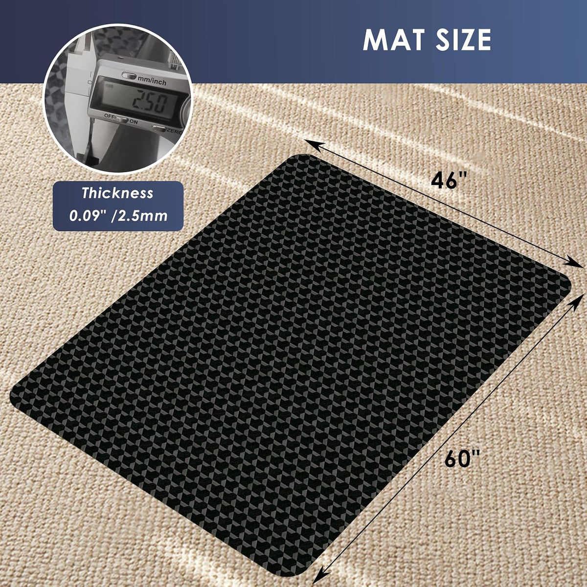 Vicwe Office Chair Mat for Carpet, 60"x46" Heavy Duty Chair Mat with Studs - Image 7