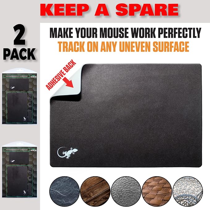 Mouse Pad Adhesive Bottom - Sticks to Any Surface - Portable - Webcam Covers and Screen Cleaner Included (2 x Black) - Image 4