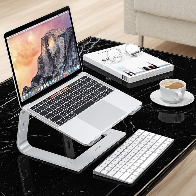 OMOTON Laptop Stand, Detachable Mount for MacBook Air/Pro Dell HP Silver | 11-17" Laptop Holder for Desk, Notebook Computer Mount, Lightweight Cooling for Desk, Ergonomic Home Office - Image 8
