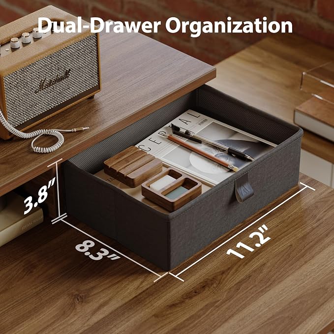 Agilestic 48 x 24 Inches Electric Standing Desk with 2 Storage Drawers, Adjustable Height Sit and Stand Computer Table with Splice Board, Dark Walnut | Electric Height Adjustable, 2 Storage Drawer, Monitor Stand, Sturdy Steel Frame, Memory Presets, Hoo... - Image 3