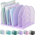 gianotter Desktop File Organizer with 5 Compartments | Desk Organizer Paper Organizer for Desk Workspace Organizers for Office Supplies (Purple, Upright Style) by gianotter