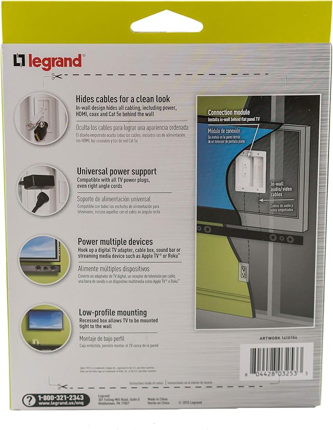 Legrand – OnQ in-Wall Cable Management Kit for Power & Low Voltage Cords – Hides TV or Display Cables Retrofit Behind the Wall – UL Listed TV Cord Hider w/DIY Install & Included Hardware – HT2102WHV1 - Image 10