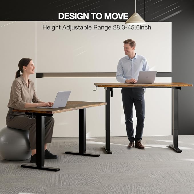 Electric Standing Desk with Cable Management,Rustic Brown Height Adjustable Desk with Memory Presets, Sit Stand Table for Work from Home, Ergonomic Computer Desk,55 x 24 inch - Image 6