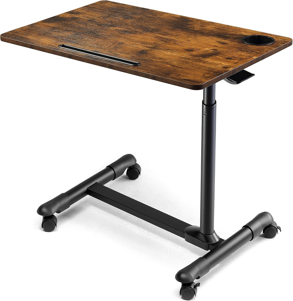 ETHU Overbed Table with Wheels, Height Adjustable 27.5-34.25", Walnut by ETHU