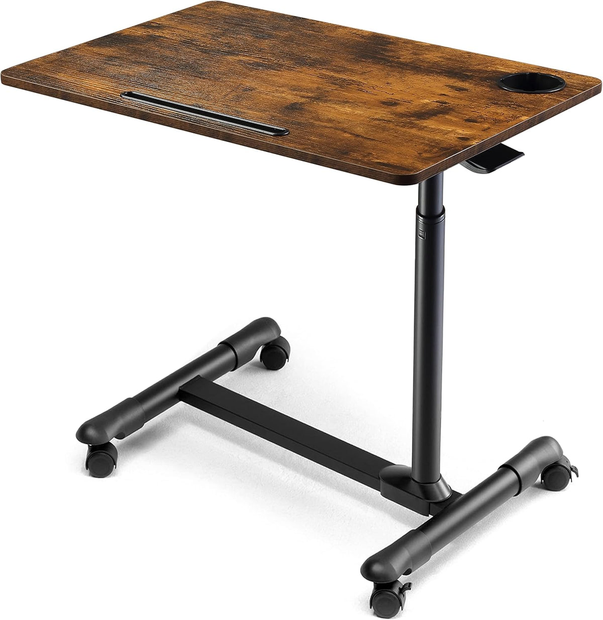 ETHU Overbed Table with Wheels, Height Adjustable 27.5-34.25", Walnut by ETHU