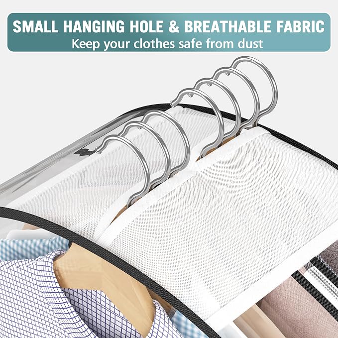 Liuoud Clear Garment Bags for Hanging Clothes 10” Gusseted, 2 Pack, 40” | Suit Bags for Closet Storage with Large Metal Zipper, Breathable odorless Hanging Plastic Clothes Cover for Coat Dress Fur - Image 5