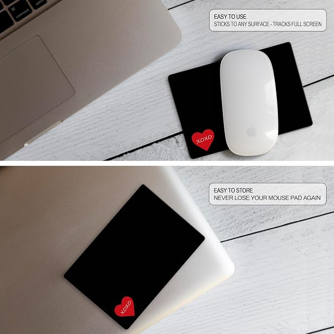 Mouse Pad Adhesive Bottom - Sticks to Any Surface - Portable - Webcam Covers and Screen Cleaner Included (Heart XOXO) - Image 4