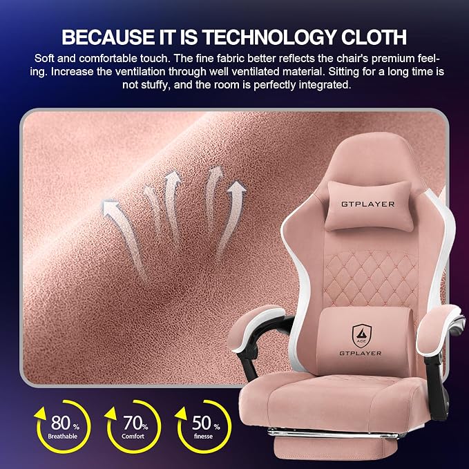 GTPLAYER Gaming Chair, Computer Office Chair with Pocket Spring Cushion, Linkage Armrests and Footrest, High Back Ergonomic Computer Chair with Lumbar Support Task Chair with Footrest - Image 7