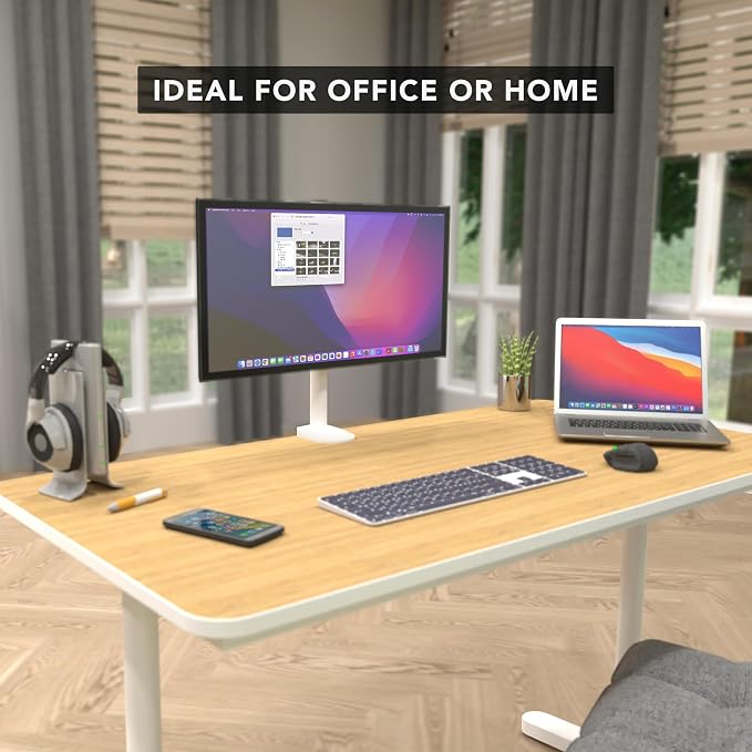 Mount-It! White Single Monitor Stand, Fits up to 32" | Adjustable desk arm holds up to 19.8 lbs, 360 rotation, 160 swivel, 40 tilt, clamp & grommet. - Image 4