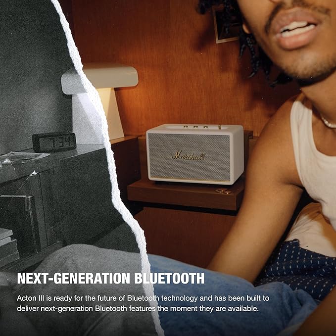 Marshall Acton III Bluetooth Home Speaker - Loud Stereo Sound with Bass and Treble Controls | Plug-in Powered | 3.5mm Aux Input - Cream - Image 4
