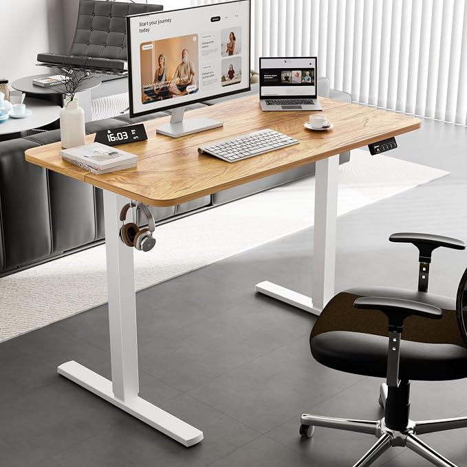43"x24" Standing Desk, Height Adjustable Sit-Stand Home Office | Electric Adjustable Standing Desk, Sit to Stand Computer Office Desk with Splice Board, Memory Preset, Lifts 28.7''-46.5" - Image 2
