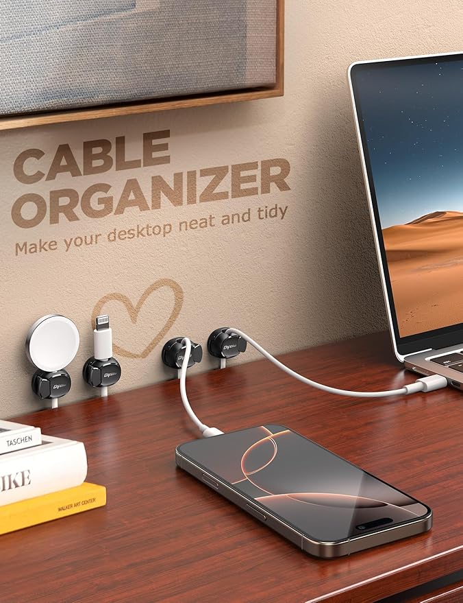Chfeila 8-Pack Cable Clips, Quick-Lock Cord Organizer Black | Cord Holder for Nightstand, Home Office Desk Accessories for Men Women, College Dorm Room Essentials, Cubicle Accessories - Image 4