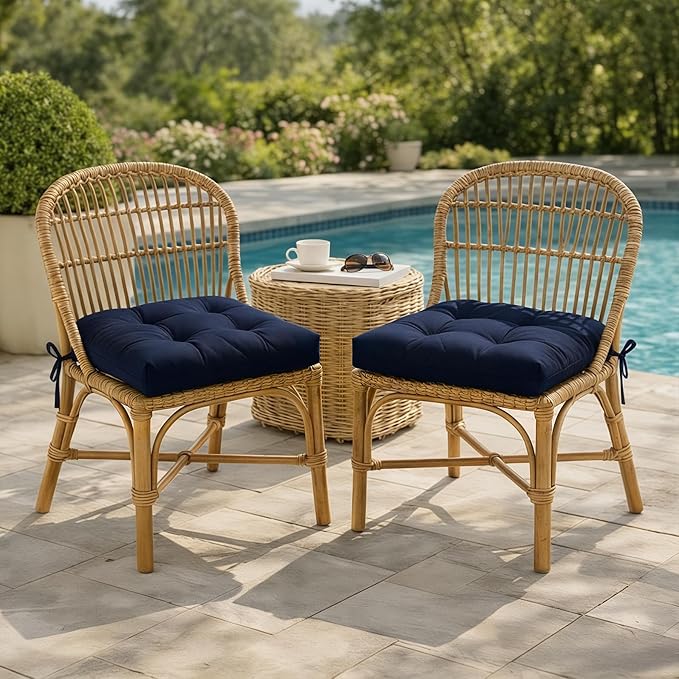 IASEAHK Outdoor Chair Cushions Set of 2, 17" x 17" x 4", Waterproof Outdoor Seat Cushions for Patio Furniture, Fade-Resistant Patio Chair Cushion, Dining Wicker Chair Pads for Porch Garden, Navy Blue - Image 8