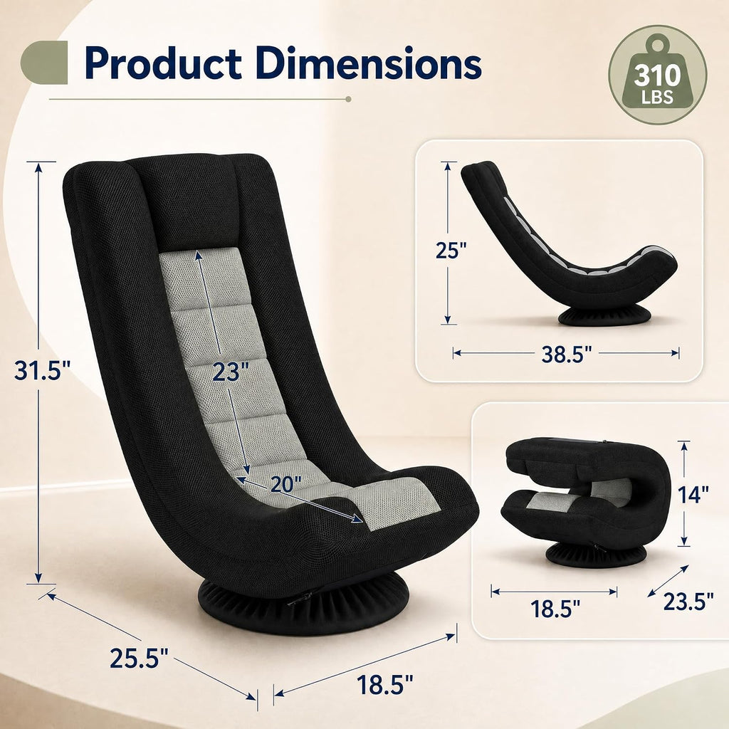 KOMFOTT 360° Swivel Floor Gaming Chair w/ 4-Position Backrest & Neck Pillow - Image 3