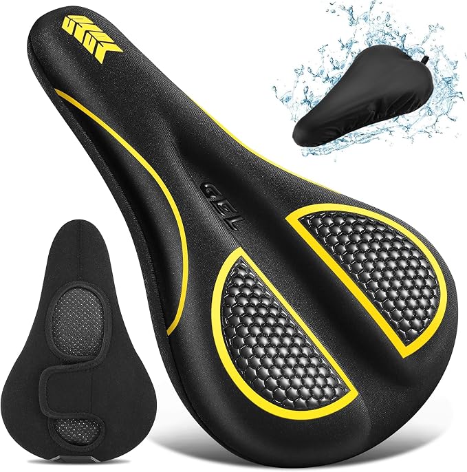 Bike Seat Cushion Gel Padded Bike Seat Cover Extra Soft Comfy for Men Women Comfort,with Peloton Stationary, Exercise, Mountain Bikes, Road & Electric by HANZENMA