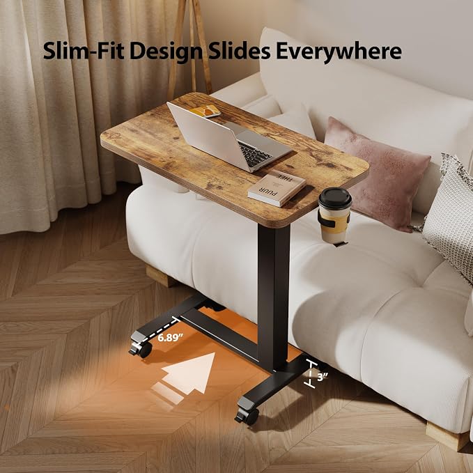 Agilestic 26*16 Inch Height Adjustable Electric Standing Desk, Rustic Brown | Sit Stand Up Computer Desk, with Wheels, Memory Presets, Stable Steel Frame, 88 lbs, Home Office, Studying - Image 5