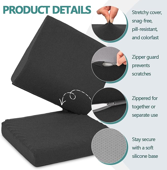 Shinnwa Lumbar Support Pillow for Recliner, Ultra-Soft Foam Back Support Pillow and Egg Crate Foam Seat Cushion 2-in-1 for Couch, Office Chair, for Back Pain Relief, Charcoal - Image 6
