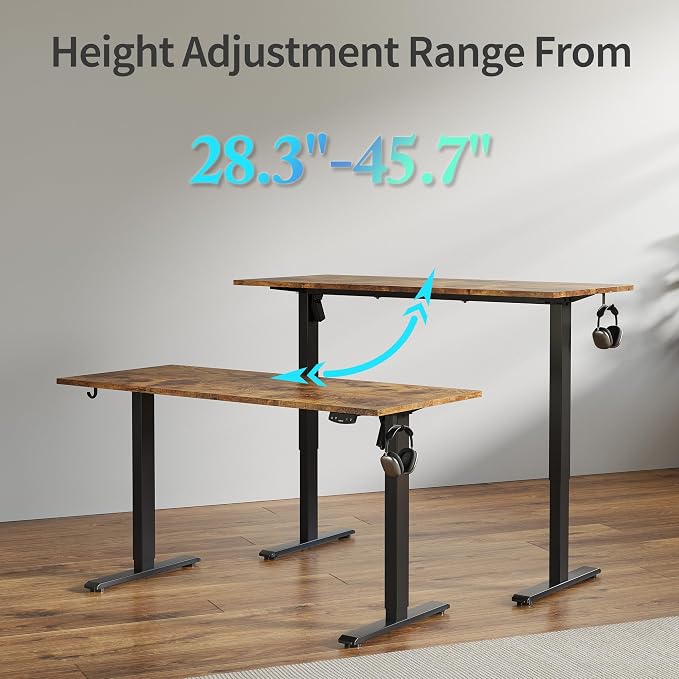 Agilestic 40*24 Inch Height Adjustable Electric Standing Desk, Rustic Brown | Sit Stand Up Computer Desk, Memory Presets, Stable Steel Frame,154 lbs, Easy Assembly, Splice Board, Home Office, Studying - Image 8