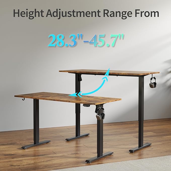 Agilestic 48*24 Inch Height Adjustable Electric Standing Desk, Rustic Brown | Sit Stand Up Computer Desk, Memory Presets, Stable Steel Frame,154 lbs, Easy Assembly, Splice Board, Home Office, Studying - Image 6