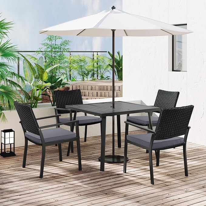 Outdoor Chair Cushions Set of 4, 18.5"x16"x3" Waterproof Seat Pads | 3 Year Color Fastness Thick Patio Chair Cushion with Ties for Garden Lawn Sofa Couch, Dark Grey - Image 6