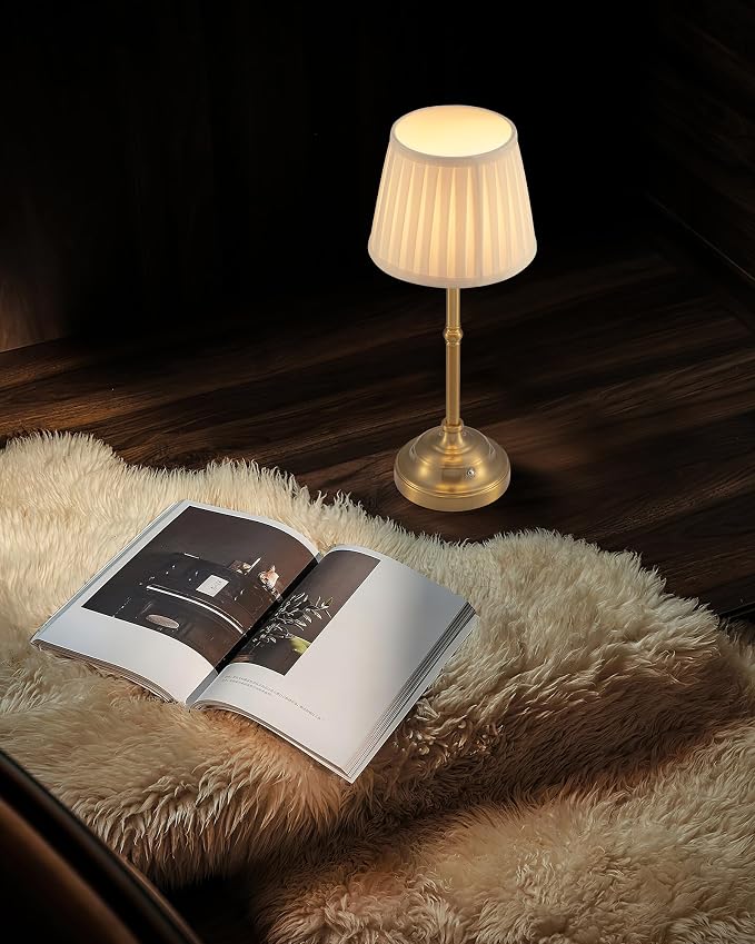 KDG Gold Cordless LED Table Lamps Set of 2, Beige Fabric Shade Desk Lamps | Portable 4000mAh Rechargeable Battery Powered, Dimmable Lighting for Dining Room, Bedroom, Bedside, Night Light, Balcony - Image 7