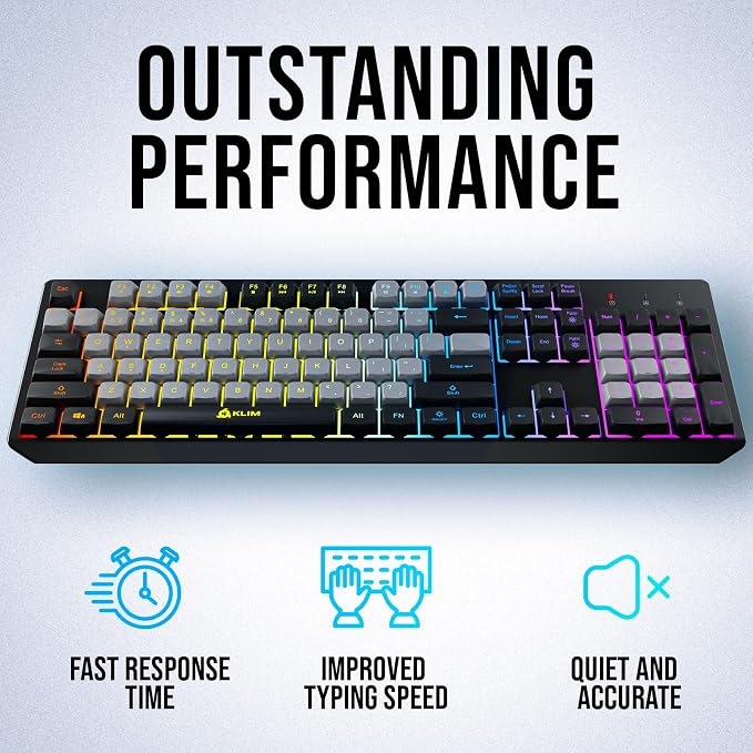 KLIM Chroma Wireless Keyboard – RGB Backlit Gaming, Rechargeable Battery, PC Keyboard, Durable & Water-Resistant, Compatible with PS4, PS5 & Mac - Black - Image 4
