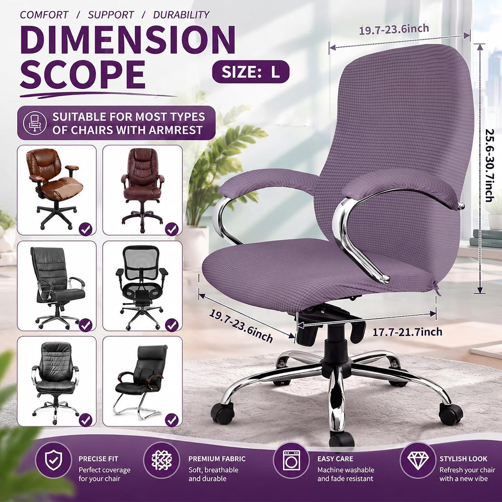 Tatuo 3 Pcs Computer Office Chair Armrest Cover, L, Waffle, Purple - Image 2