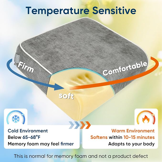 Seat Cushion for Office Chair, 19 x 17 x 4 Inch | 4 Inch Thick Extra Large, Memory Foam, Sciatica & Tailbone Pain Relief, Lower Back Support, Non-Slip Car Seat Cushion - Image 9