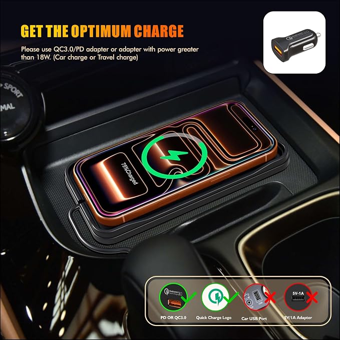 Wireless Car Charger Pad for iPhone17/16/15/14/13/12, Non Slip Fast Wireless Charging Pad for Car Dashboard Console, Portable USB A Wireless Phone Charger for Vehicle Travel Office - Image 5