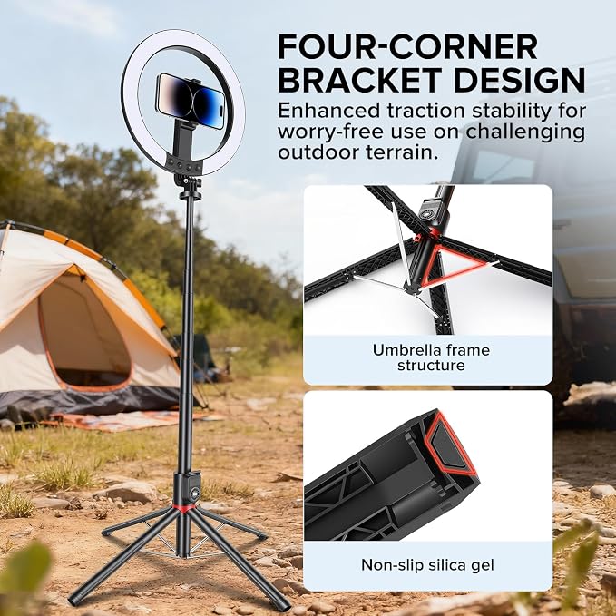 10" Ring Light with Stand 90'' Tall for iPhone & Android, Light with Tripod | Selfie Light with Extendable Tripod Stand, Phone Holder, Remote for YouTube, Makeup,TIKTok, Vlogging - Image 4