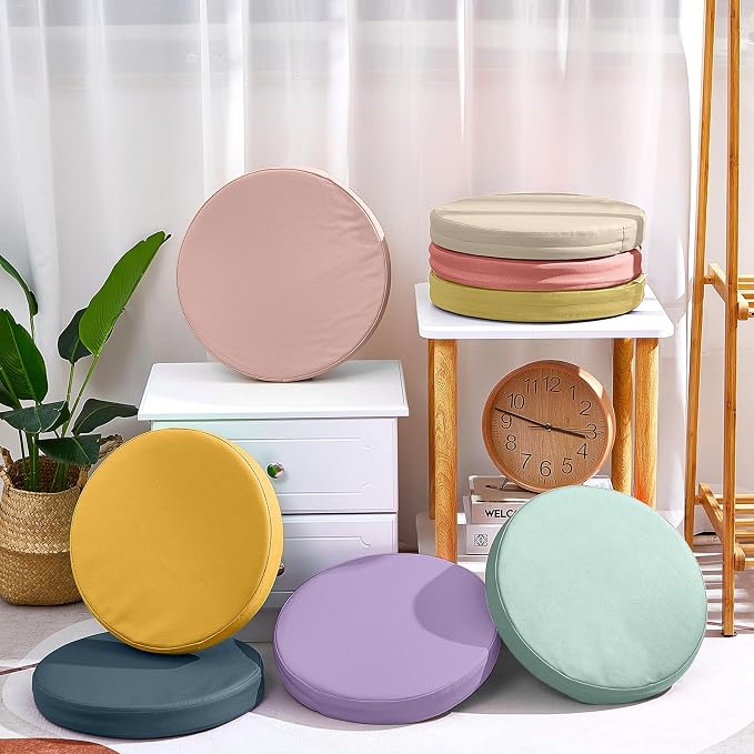 Juexica 8 Pcs Floor Cushions Kids,Hippie Boho Color,13.8 X 13.8 X 2 Inch | Extra Thick 2" Flexible Seating Classroom, Assorted Colored Floor Pillow, Soft Round Cushions for Kids Students Office School - Image 4